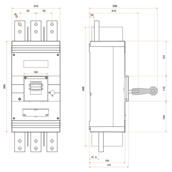 کلید کمپکت ۳ پل الکترونیکی قابل تنظیم برند فدرال Federal مدل F101E - ابعاد